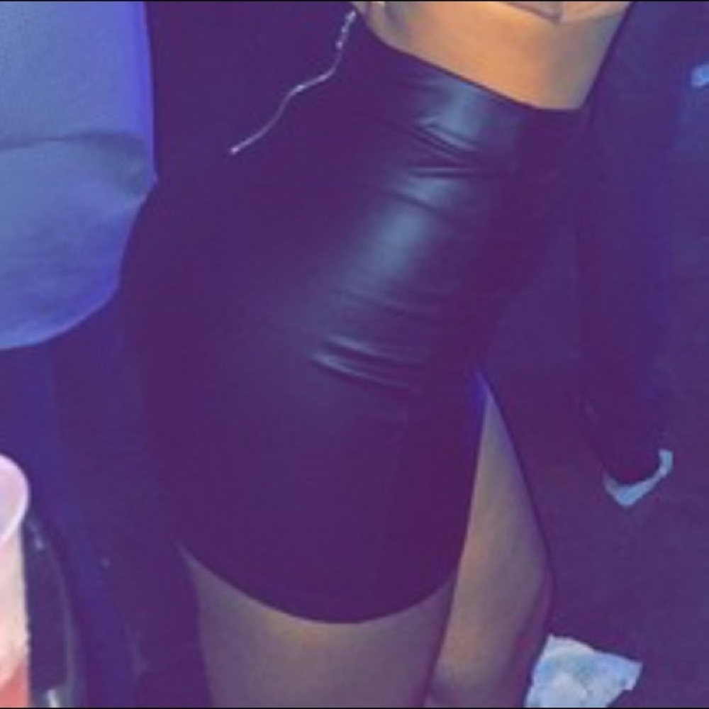 Leather mini skirt
